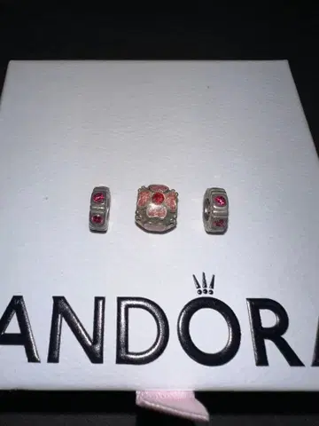 판도라 실버 핑크 스톤 참 3개 세트