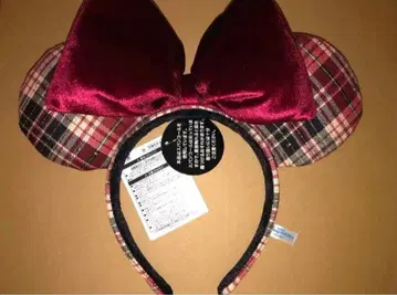 디즈니 미니 리본 체크 패턴 머리띠 택 포함 3