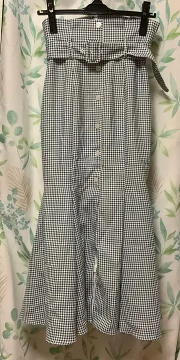 스나이델 체크 머메이드 롱 스커트 벨트 포함