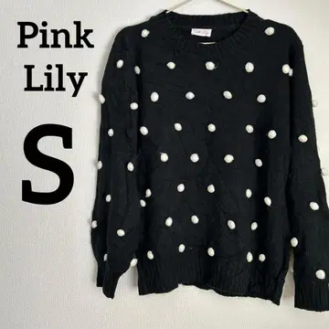 Pink Lily [ S ] 블랙 도트 무늬 니트 스웨터 여성용
