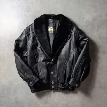 데드스탁 90s 옷깃 보아 쇼트 기장 가죽 자켓 이탈리아제