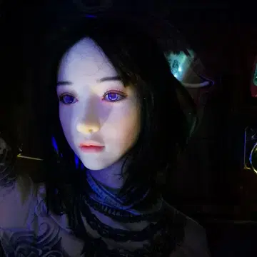 커스텀 인형 실리콘제 보라색 눈 블랙 헤어