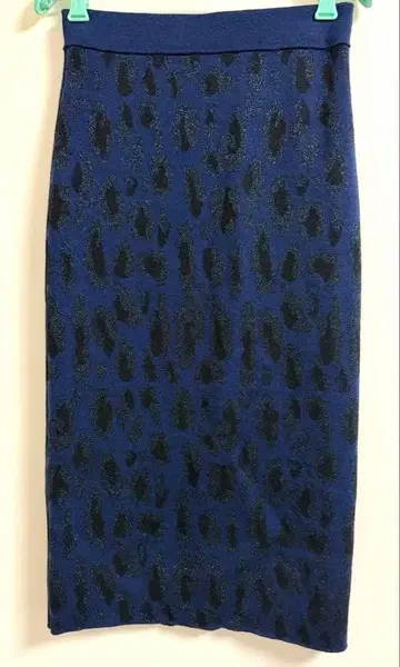 Demylee 네이비 블랙 레오파드 무늬 타이트 스커트