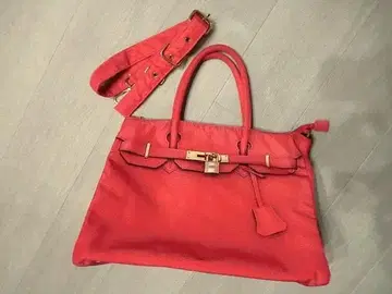 전사 프린트 다마에 버킨 백 오렌지