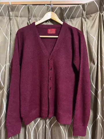 70s usa SEARS 아크릴 가디건 '보르도'