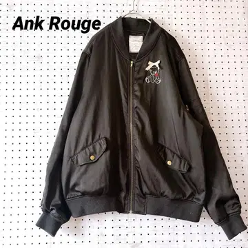 앙크루즈 MA-1 블루종 백 자수 로즈 베어 (M) 광택 소재