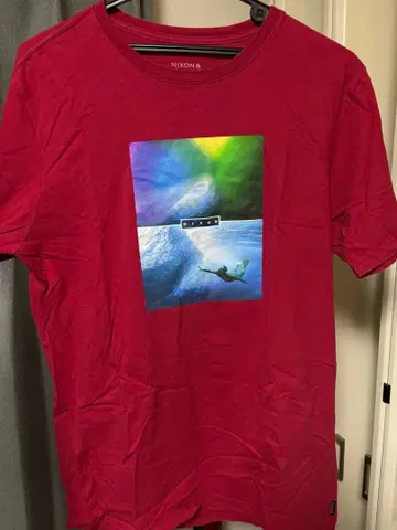 NIXON 그래픽 프린트 T셔츠 M 레드