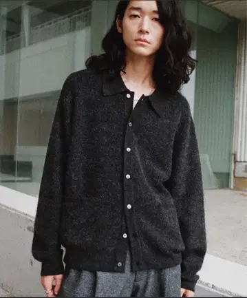 MOHAIR BLEND KNIT SHIRT CARDIGAN