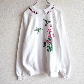 Morning Sun USA제 애니멀 허밍버드 꽃무늬 화이트 XL