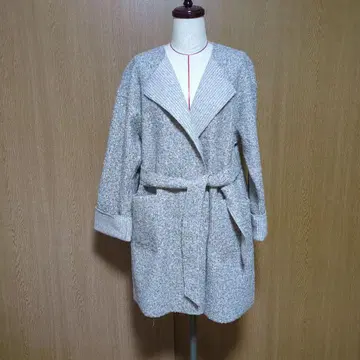 스페치오 페이크 링 울 노카라 랩 코트 사이즈 40