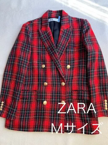 ZARA 타탄 체크 더블 자켓 테일러드 자켓 M 사이즈