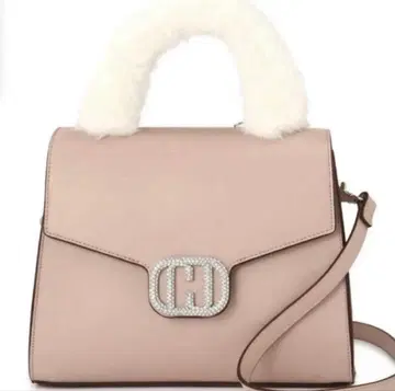 wink J 원 핸들 2way 인조 모피 백 핑크