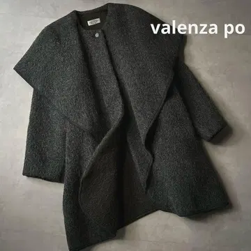 valenza po 울 숄 코트 바이컬러 그레이 그린