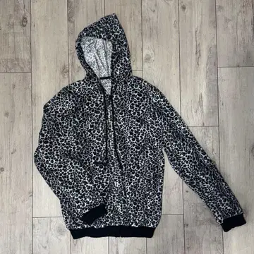 레오파드 무늬 풀 집업 후드티 y2k 그런지 갸루