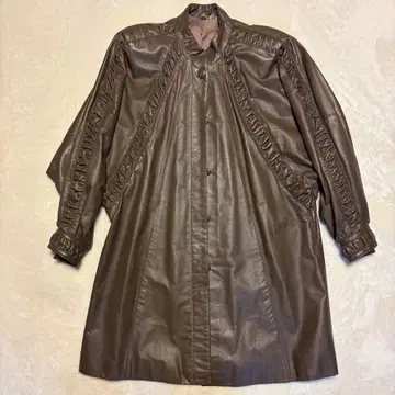 브라운 가죽 오버 사이즈 롱 코트 소가죽