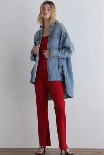 LE PHIL 리브 니트 스커트 팬츠