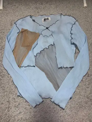 todo kotohayokozawa 스카이블루 비침 리브 니트 가디건