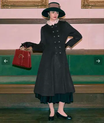 레이스 카라 더블 단추 코트 GRAY