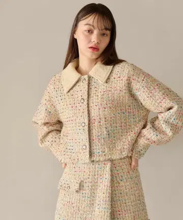 [ 새상품급 ] tinajojun 트위드 프린지 블루종