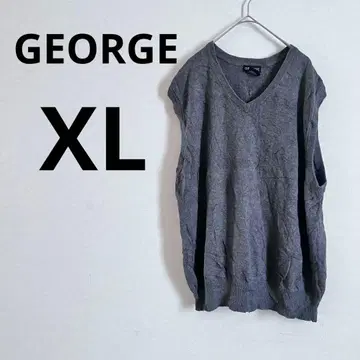 GEORGE (조지) XL 사이즈 그레이 V넥 슬리브리스 베스트