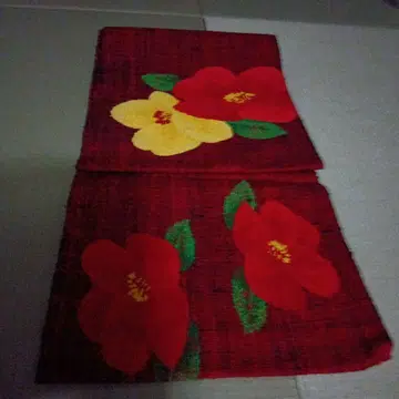 오비 동백꽃무늬 빨간색