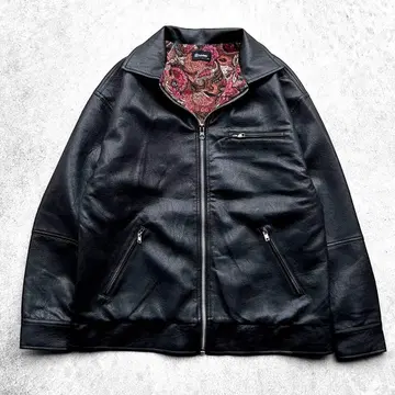 정가 3만 미사용급 최신 Subciety 안감 페이즐리 무늬 가죽 자켓
