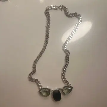 실버 체인 목걸이 스톤 포함