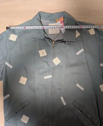 패치워크 디자인 집업 블루종 Karl Halut 핑크하우스