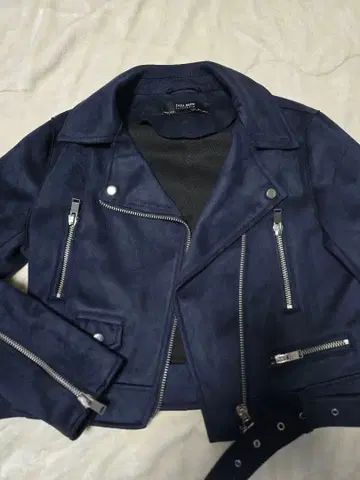 ZARA 라이더 자켓 스웨이드풍 네이비
