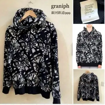 그라니프 블랙 프린트 후드티 후디 새상품급