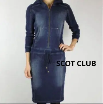 [ 새상품 ] SCOT CLUB 데님 리브 후드티 원피스