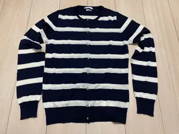 IENA 스트라이프 가디건 울 100 골드 버튼