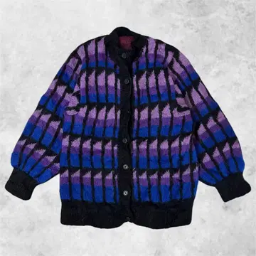 90s 빈티지 기하학 패턴 니트 가디건 오버 사이즈 XL