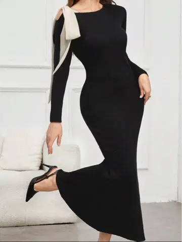 니트 타이 원피스