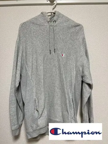 Champion 그레이 후드티 후드 부착