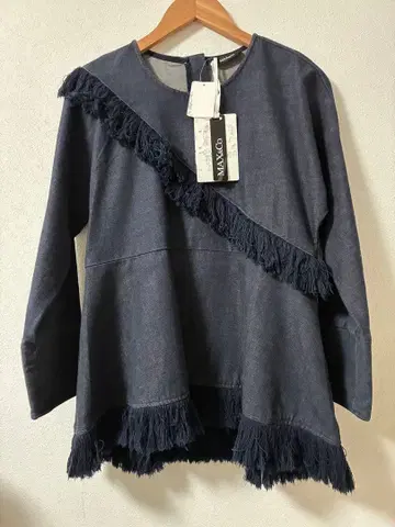 [ 새상품급 ] MAX&Co. 고급 데님 풀오버 프린지 40 L