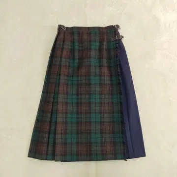 새상품급 오닐 오브 더블린 x Dessin 체크 무늬 롱 플리츠 스커트