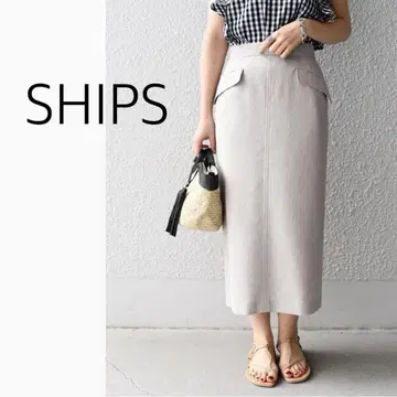 SHIPS 가벼운 린넨 라이크 타이트 스커트 베이지