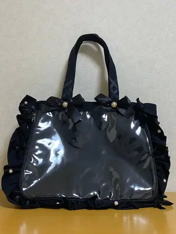 자카마트 이타백 A4 리본 프릴 블랙 토트백