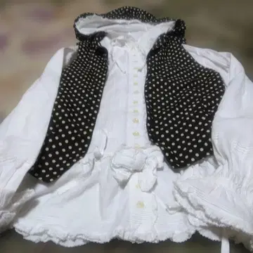 할인 핑크하우스 화이트 도트 후드 베스트