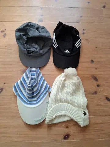 Munsingwear 스트라이프 캡과 니트 모자 세트