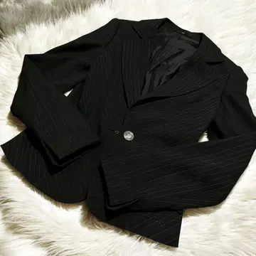 J&R 스트라이프 자켓 S 사이즈 블랙 장식 버튼 울 긴팔 z