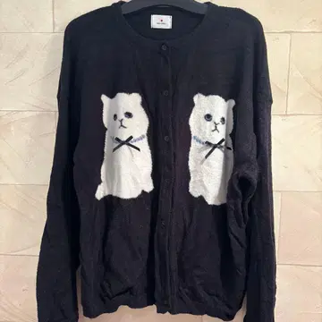 메리제니 cat x cat 니트 가디건 고양이 리본 블랙 블랙