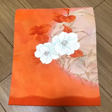 나고야 오비 기모노 일본 의류 오비 오렌지 꽃 무늬