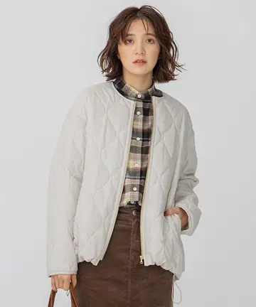 23구 S [세탁 가능] 충전솜 퀼팅 숏 블루종 라이트 베이지 계열