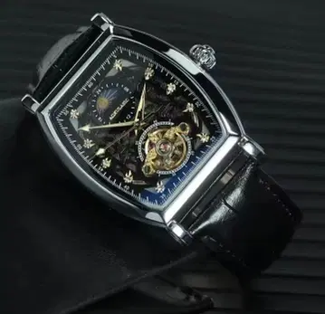 자동 시계 스켈레톤 블랙/골드