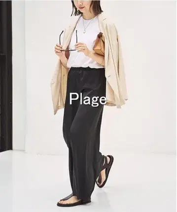 [ 새상품급 ] Plage Satin Relax Wide 팬츠 블랙