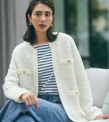 새상품 23구 S 팬시 트위드 니트 자켓