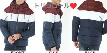 트리컬러 볼륨 넥 패딩 자켓 남성용 아우터 캠핑