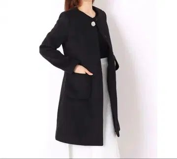 MIIA 비쥬 부착 노카라 코트 (블랙)